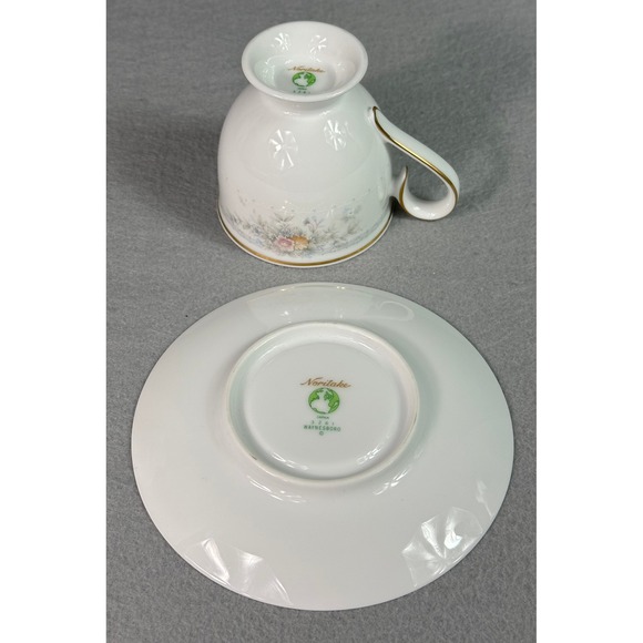 Lot of 5 Noritake Waynesboro # 3261 Footed Tea Cups & Saucers - Picture 4 of 4